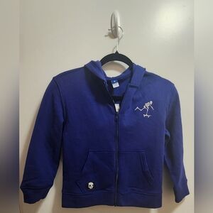 NWT Old Navy Kids M Skeleton Crew Hoodie Blue Zip Skull Skate